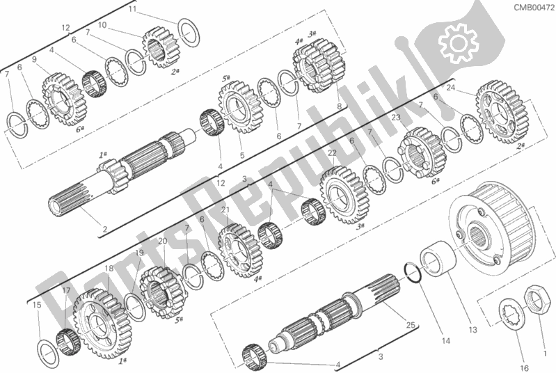 All parts for the Gear Box of the Ducati Diavel Xdiavel Thailand 1260 2019